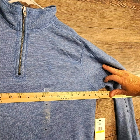 Calvin Klein Jeans Heather Blue Quarter Zip-Up Sweater - Picture 3 of 9